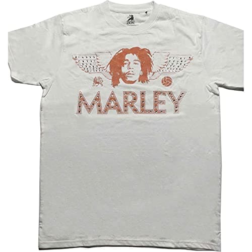 Image of Bob Marley T Shirt Diamante Wings Logo Official Unisex White XL