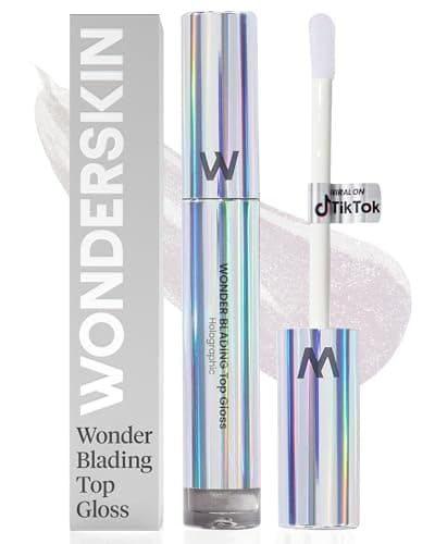 Image of Wonderskin WONDER BLADING Top Gloss - Clear Glitter Lip Gloss, Hydrating and High Shine Finish Lip Makeup (Holographic)
