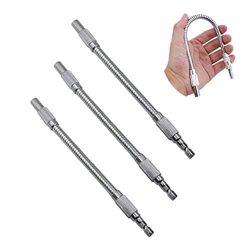 Image of 3 Pcs Flexible Drill Bit Extension Holder, Magnetic Hex Soft Shaft, Flexible Screwdriver Extension for Connect Drive Shaft Tip Drill Bit Kit Adaptor 300mm