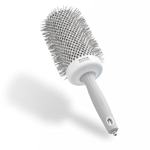 Image of Olivia Garden Expert Blowout Speed – White & Grey - 65 - Ceramic Coated Round Brush with Extra Long Barrel for 25% Faster Blowouts