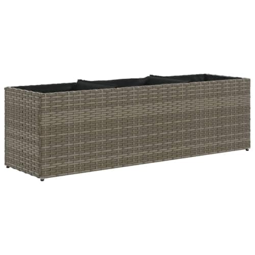 Image of vidaXL Garden Planter with 3 Pots - Poly Rattan Grey 105x30x32 cm - Durable Powder-Coated Steel Frame, Two Usage Needs
