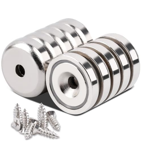 Image of Aenienoe 10Pack Magnets Strong Neodymium Magnet 65lb+ Pulling Force 25mm with Countersunk Hole and Screws Extra Strong Magnets Silver