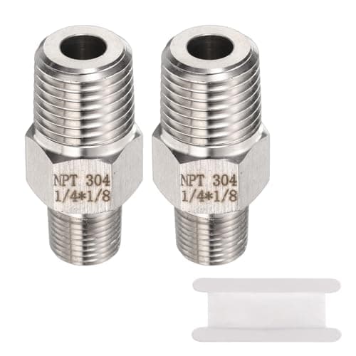 Image of sourcing map 2pcs 304 Stainless Steel Hex Nipple 1/8" NPT Male x 1/4" NPT Male Straight Thread Pipe Fitting Extension Pipe Fittings Connector Adapter for Water Oil Gas Tub