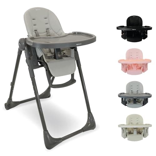 Image of My Babiie MBHC9 Highchair from Birth – Newborn to 3 Years (15kg), Adjustable, 5 Recline Positions, 7 Height Settings, Removable Tray, Padded Seat, Foldable, Chair for Baby & Toddler – Grey