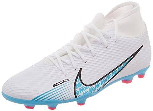 Image of NIKE Men's Mercurial Superfly 9 Club FG/MG Sneaker, White/Baltic Blue-Pink Blast, 9 UK