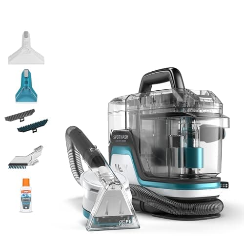 Image of Vax SpotWash Home Pet-Design Spot Cleaner, Upholstery, Sofa, Stairs, Home, Car, Rug, Stain Cleaning Small Handheld Shampooer Machine, Solution, SpinScrub and Tools, 4.5kg, White / Blue, CDSW-MPXA