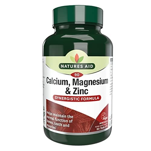Image of Natures Aid Calcium Magnesium Zinc - Supports Bones Teeth Muscle Function & Immunity - High Potency Natural Immune Health Supplement - Vegan, Non-GMO, Gluten-Free - 90 Tablets