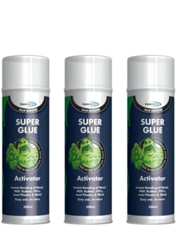 Image of Bond it Cyanoacrylate Adhesive Activator Super Glue Accelerator, 200ml, Pack of 3