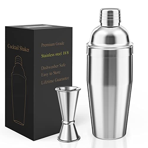 Image of LUCKYGOOBO Cocktail Shaker with Double Measuring Jigger,18/8 Stainless Steel 750ML Martini Shaker Set,Drink Shaker Built-in Strainer,Bartender Kit. …