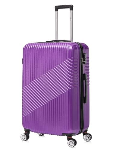 Image of FLYMAX 24" Medium Suitcase Super Lightweight 4 Wheel Spinner Hard Shell ABS Luggage Hold Check in Travel Case Purple