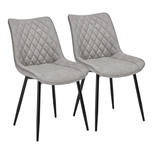 Image of WOLTU Dining Chairs Set of 2, Accent Chairs for Kitchen/Bedroom/Reception Room/Balcony, Leatherette, Grey, with Backrest and Padded Seat
