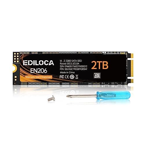 Image of Ediloca EN206 2TB SSD M.2 SATA 3D NAND TLC, M.2 2280 SATA III 6Gb/s SSD Internal Hard Drive, Read/Write Speed up to 550/480 MB/s, Compatible with Ultrabooks, Tablet Computers and Mini PCs