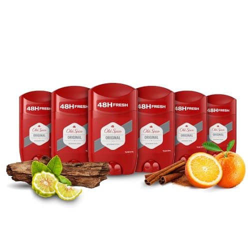 Image of Old Spice Original Deodorant Stick For Men, Aluminium Free, Long Lasting Perfume Quality Scent, 48H Fresh, Invisible on Black & White, Multipack 6 x 50ml