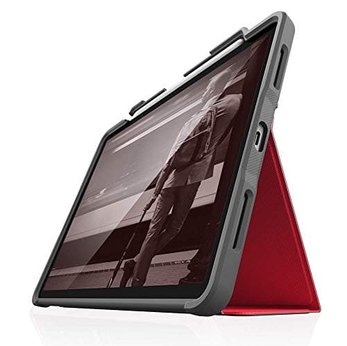 Image of STM Bags Dux Plus Case Folio Protective Case for Apple iPad Air 10.9 Inch (2020) - Red/Transparent [Apple Pencil Holder I Military Standard I Water-Repellent I Stand Function I Wake/Sleep ]