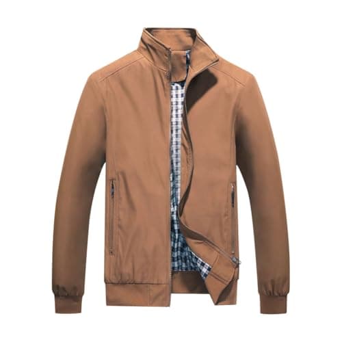Image of Allthemen Mens Summer Bomber Jackets Baseball Lightweight Windbreaker Sports Coat #1601 Khaki L