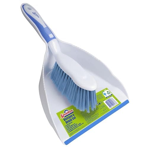 Image of Spontex Dustpan & Brush Set | Large Capacity Dustpan | Durable Bristles & Easy-Sweep Rubber Blade | Compact Storage | Lightweight Design
