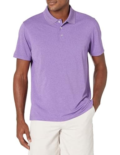 Image of Amazon Essentials Men's Golf Polo Shirt, Short Sleeve, Slim-Fit, Quick-Dry, Purple Heather, XL