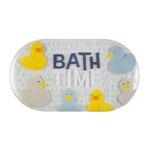 Image of Beldray Antibac Rubber Duck Bath Mat – Non-Slip Suction Base, Cushioned Comfort, 69 x 39cm, Easy-Clean, Resists Stains & Bacteria Build-Up, Waterproof Bathtub Mat for Bathroom