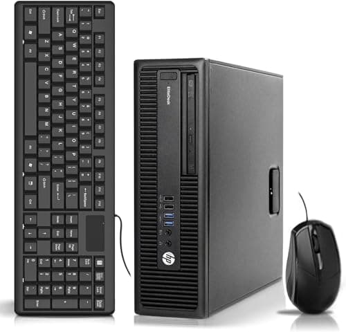 Image of HP EliteDesk 800 G2 SFF Desktop PC, Intel Core i3-6100, 8GB RAM, 256GB SSD, US Keyboard, WiFi, Bluetooth, Windows 11 Pro (Renewed)