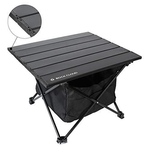 Image of ROCK CLOUD Portable Camping Table Ultralight Aluminum Folding Beach Table Camp for Camping Hiking Backpacking Outdoor Picnic (Black,with Storage Bag, Small)