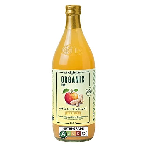 Image of Eat Wholesome Organic Apple Cider Vinegar, Ginger & Turmeric, 1L - Raw, Unpasteurised, Unfiltered, With The Mother, Vegan, Glass Bottle