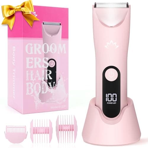 Image of Zesuti Bikini Trimmer for Women,Cordless Pubic Hair Trimmer,IPX7 Waterproof & LED Display Ladies Electric Razors Body Hair Trimmers for Underarm Leg Arm,Gifts Pink