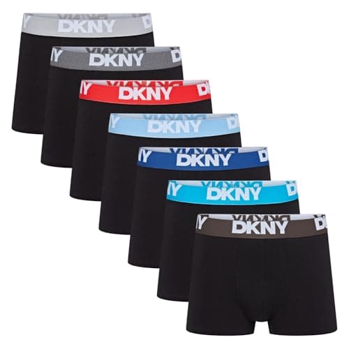 Image of DKNY Seattle Mens Boxers Shorts Multipack | Pack Of 7 Cotton Boxers For Men | Soft Breathable Trunks, Premium Cotton Fabric | Mens Underwear Trunks For Him, Black/Blue/Red/Grey
