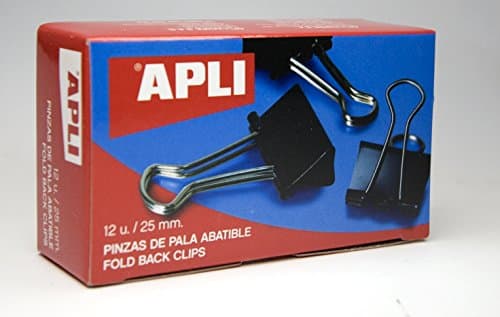 Image of APLI Metal Office Foldback Clips 25mm, Black (Pack of 12)