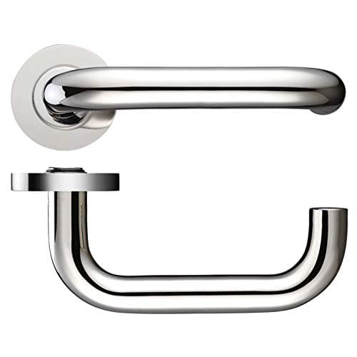 Image of Return to Door Lever on Round Rose - 19mm - Polished Stainless