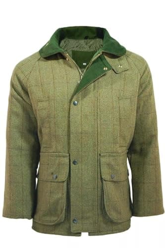 Image of Gillicci Men's Warm Thick Heavy Tweed Padded Country Outdoor Hunting Game Shooting Fishing Farming Tweed Jacket Coat (UK, Alpha, XL, Regular, Regular, Light Green)
