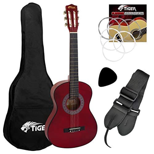 Image of TIGER CLG5-RD | 1/4 Size Classical Guitar Pack | Red | Now with 6 Months Free Lessons Included