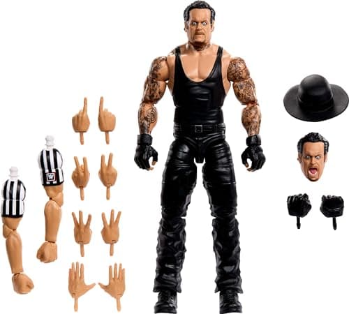 Image of Mattel WWE Elite Collection SummerSlam Undertaker Action Figure with Accessories and Referee Pieces to Build a Figure