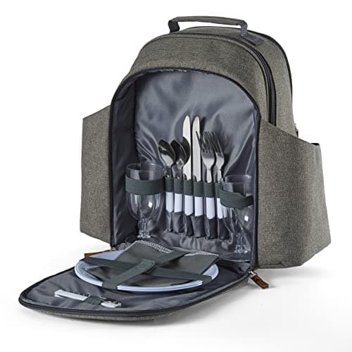 Image of Tower Coast & Country CC879023 Heritage 2-Person Picnic Bag with Tableware Set, PEVA-Insulation, 5L, Green and Tan
