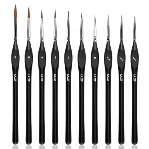 Image of Fine Detail Brushes with Triangular Handles,10 Miniature Brush for Fine Detailing & Art Painting,Acrylic&Nail, Models,Watercolour, Miniatures,Oil, Wargaming Figures.(golden maple series）