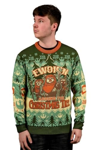 Image of Star Wars: Ewok Christmas Jumper (UK, Alpha, XS, Regular, Regular) Green