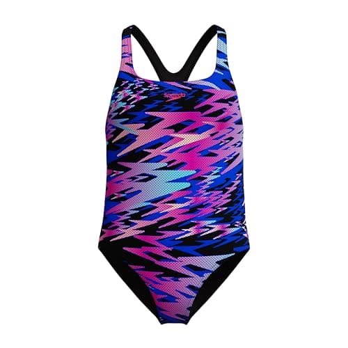 Image of Speedo Girl's Hyperboom Print Medalist One Piece Swimsuit, Blue, 14