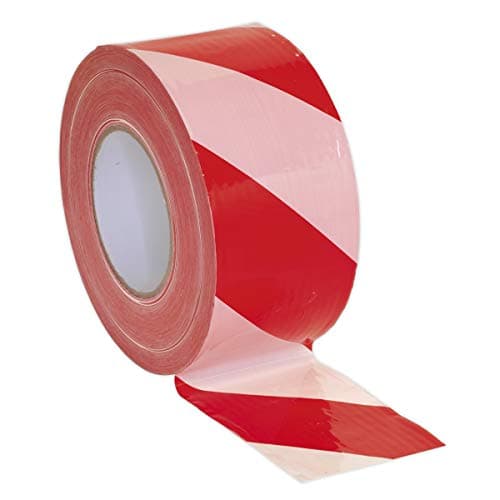 Image of Sealey Btrw Hazard Warning Barrier Tape 80Mm X 100Mtr Red/White Non-Adhesive