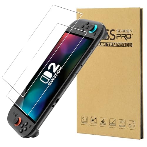 Image of KZIOACSH Screen Protector for Nintendo Switch 2, 2 Pack 9H Hardness Anti-Scratch Tempered Glass Screen Protector HD Clarity Bubble-Free Anti-Fingerprint Touch Sensitive Protective Film