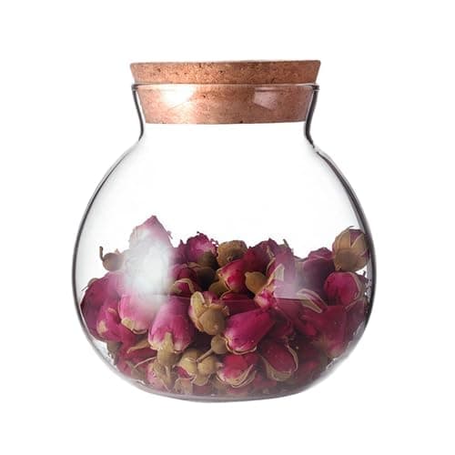 Image of Airtight Clear Round Glass Jar with Cork Tea Caddy Container Vase Eco Bottle Small Ball Moss DIY Canister for Kitchen Storage Home Decoration 500ml 17oz