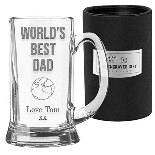 Image of Personalised Engraved World's Best Dad Father's Day Large Pint Beer Tankard Gift Boxed