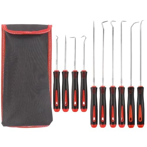 Image of 10 Piece Pick and Hook Set, Hook and Pick Set for Automotive, Hook and Pick Set with Storage Bag, Precision Automotive Picks Tools Set for Removing Oil Seals and Seals