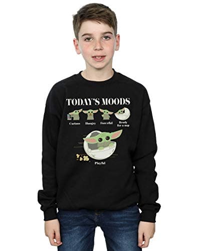 Image of Absolute Cult Star Wars Boys The Mandalorian The Child Christmas Sweatshirt Black 5-6 Years