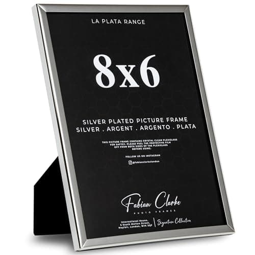 Image of Silver Photo Frame Picture Frame Plain Metal Polished Silver Finish and Tarnish Protected for Wedding Picture or Family Photos (8x6)