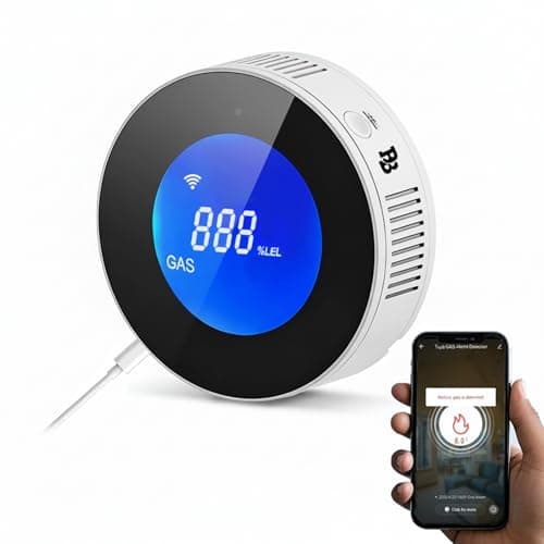 Image of Natural Gas Detector WiFi,Propane Natural Gas Leak Detector for Home Kitchen, Combustible & Explosive Gas Alarm for LPG,Sensor with 85dB Alarm, LCD Display, App Notifications, EN 50194 Certified