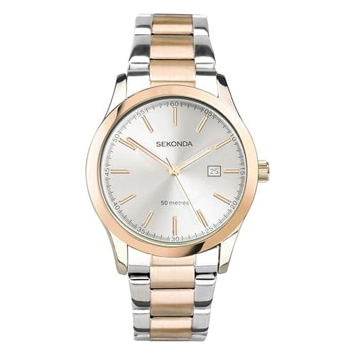 Image of Sekonda Taylor Ladies 34mm Quartz Watch in Silver with Analogue Date Display, and Two Tone Stainless Steel Strap 40474