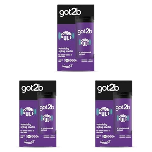 Image of Got2b Powder'ful Volume Unisex Root Hair Styling Powder, For Instant Volume and Root Boost, Vegan, 10g (Pack of 3)