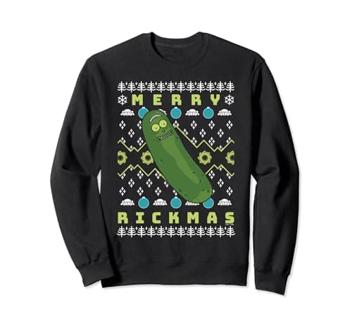Image of Rick and Morty Merry Pickle Rickmas Ugly Christmas Sweatshirt