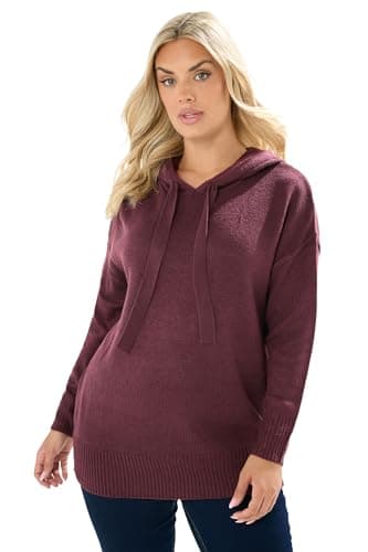 Image of Yours Curve Red Knitted Hoodie - Women's - Plus Size Curve
