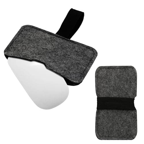 Image of kwmobile Mouse Case Compatible with Apple Magic Mouse 1 / Magic Mouse 2 / Logitech Pebble Wireless Pouch - Felt Protective Carrying Cover Bag - Dark Grey/Black