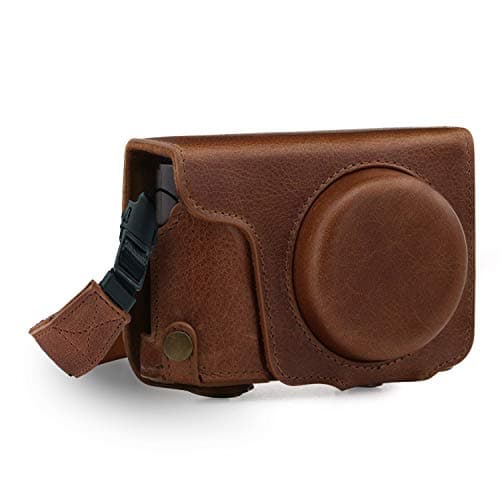 Image of MegaGear MG1436 Ever Ready Genuine Leather Camera Case compatible with Panasonic Lumix DMC-TZ100, DC-TZ200, Brown